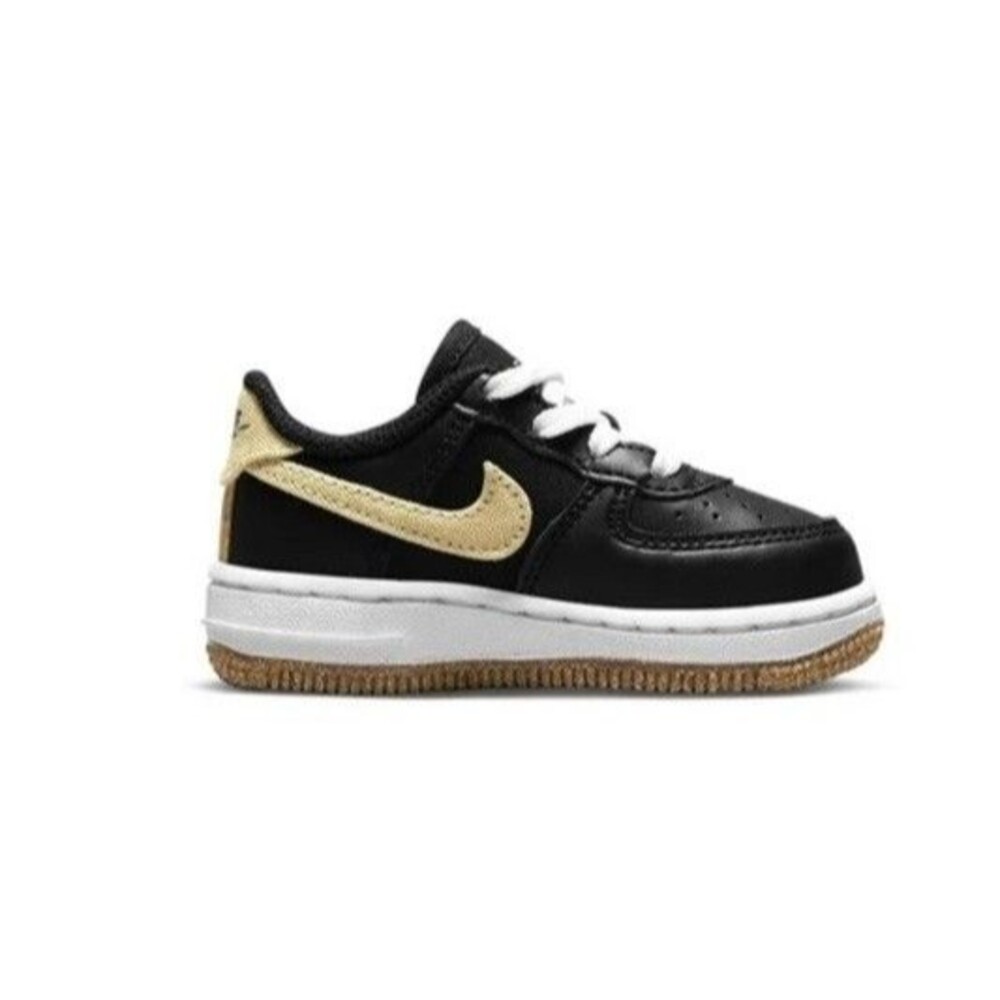 Nike Air Force 1 LV8 TD Toddler 2C Black Gold White Shoes CZ2663-001